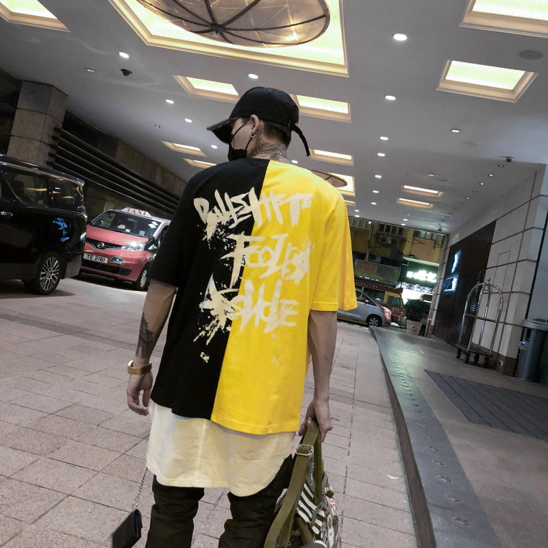 Two color letter T-shirt - RIGHTOUTFIT