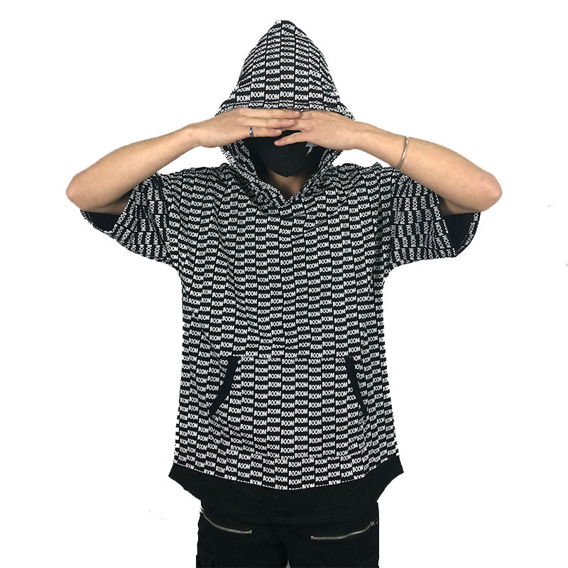 Hooded Short sleeve letter printed top - RIGHTOUTFIT