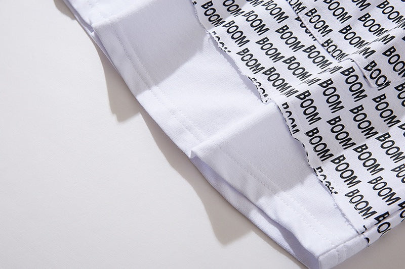 Hooded Short sleeve letter printed top - RIGHTOUTFIT