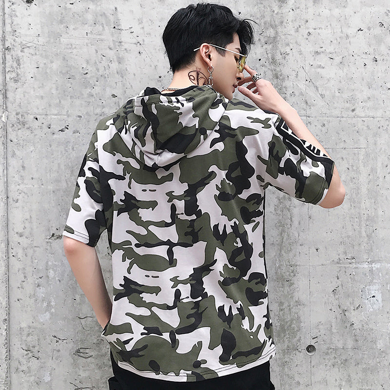 Applique short sleeve hoodie - RIGHTOUTFIT