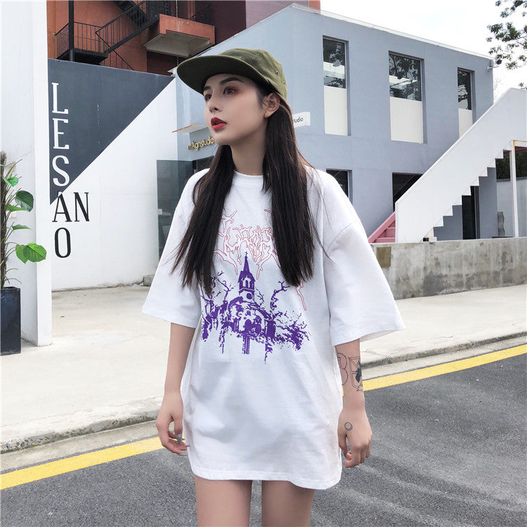 Purple flower tee - RIGHTOUTFIT