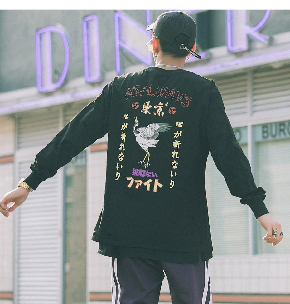 Japanese Style bird sweatshirt - RIGHTOUTFIT