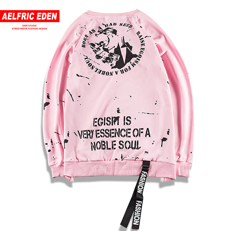 Side Zipper Ribbon Inked Graffiti Sweatshirts - RIGHTOUTFIT