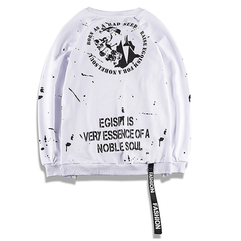 Side Zipper Ribbon Inked Graffiti Sweatshirts - RIGHTOUTFIT