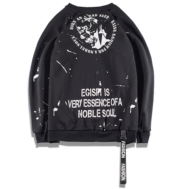 Side Zipper Ribbon Inked Graffiti Sweatshirts - RIGHTOUTFIT