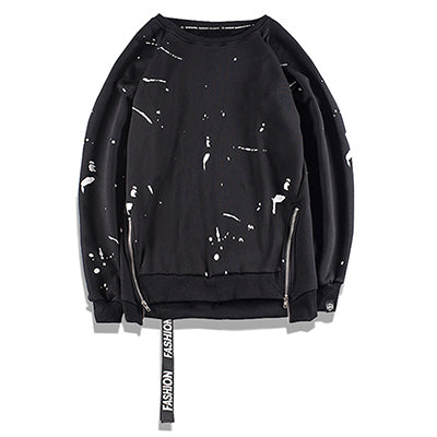 Side Zipper Ribbon Inked Graffiti Sweatshirts - RIGHTOUTFIT