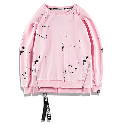 Side Zipper Ribbon Inked Graffiti Sweatshirts - RIGHTOUTFIT