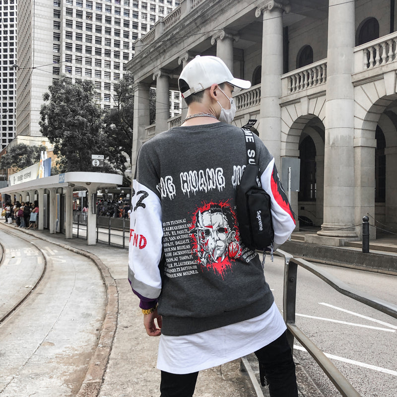 Monkey Head Graffiti Oversize Sweatshirt - RIGHTOUTFIT