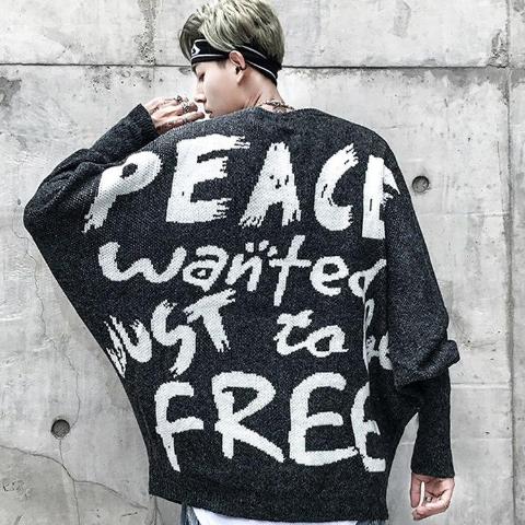 Peace Print Oversize Sweatshirt - RIGHTOUTFIT