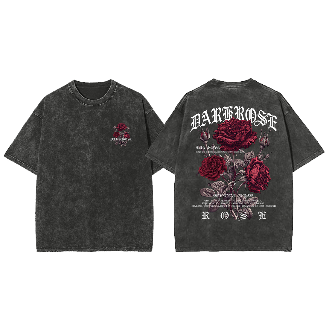 Oversized Red Roses Wrapped in Ribbons Print T-Shirt