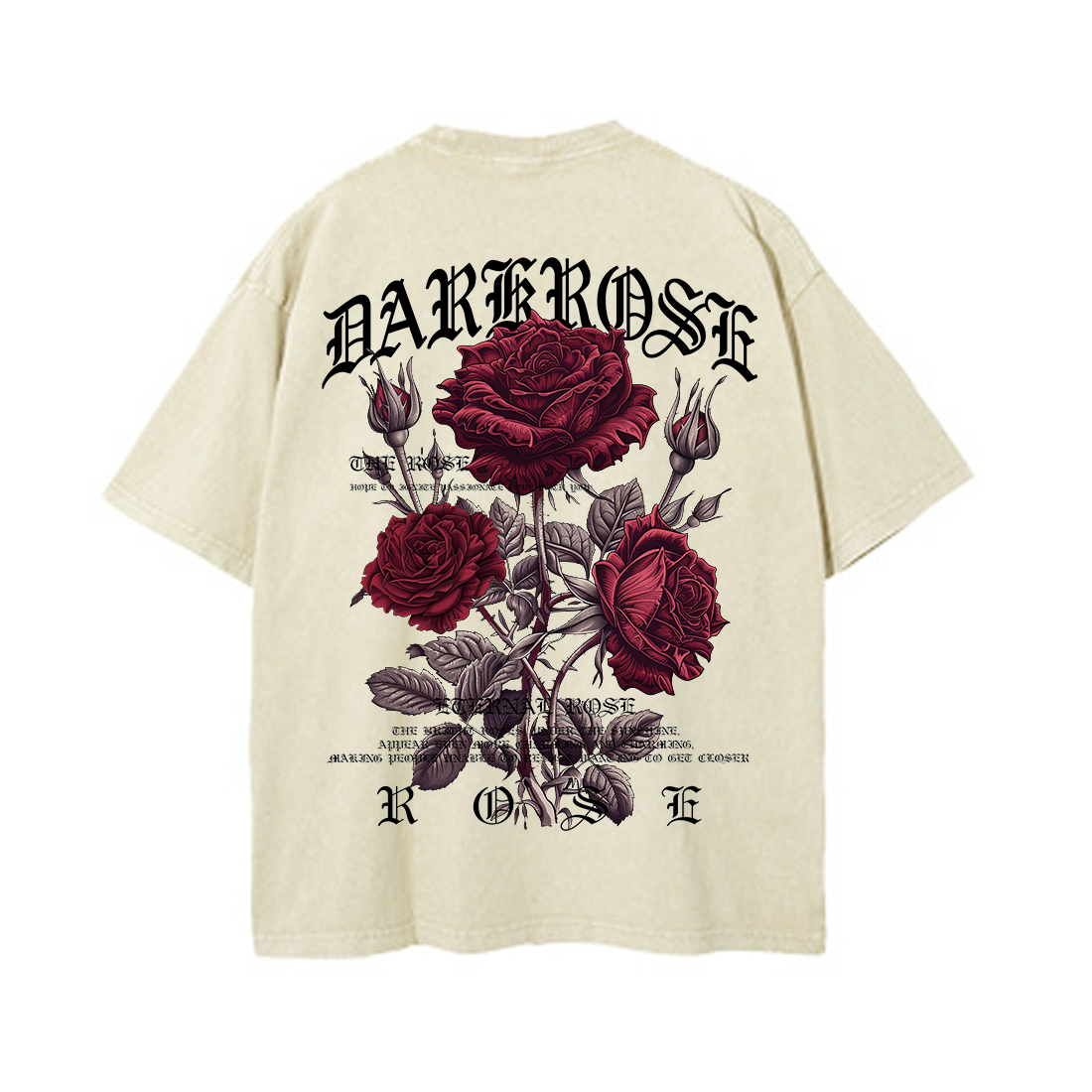 Oversized Red Roses Wrapped in Ribbons Print T-Shirt