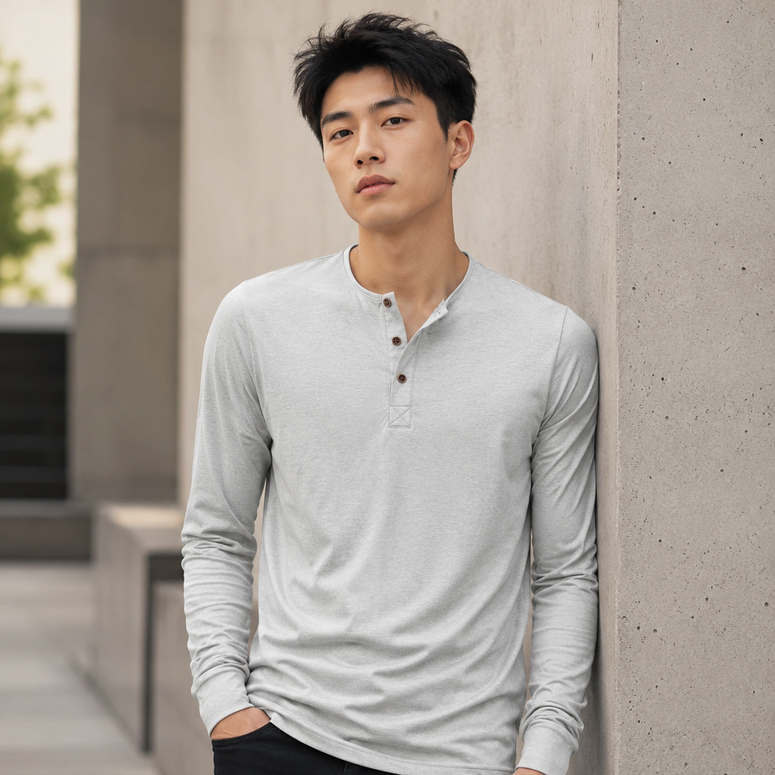 Men’s Long Sleeve Henley T-Shirt