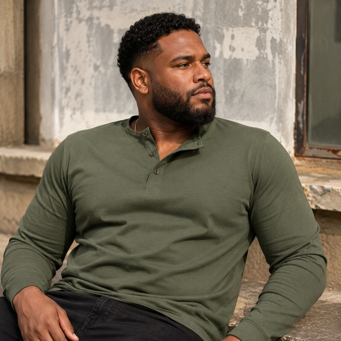 Men’s Long Sleeve Henley T-Shirt