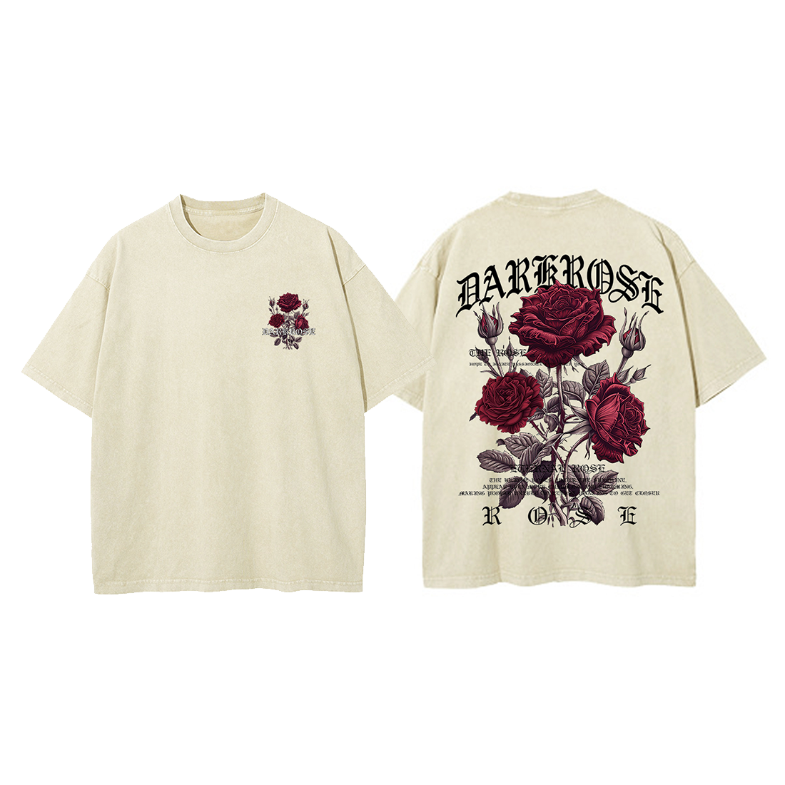 Oversized Red Roses Wrapped in Ribbons Print T-Shirt