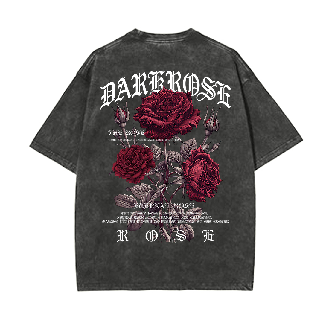 Oversized Red Roses Wrapped in Ribbons Print T-Shirt