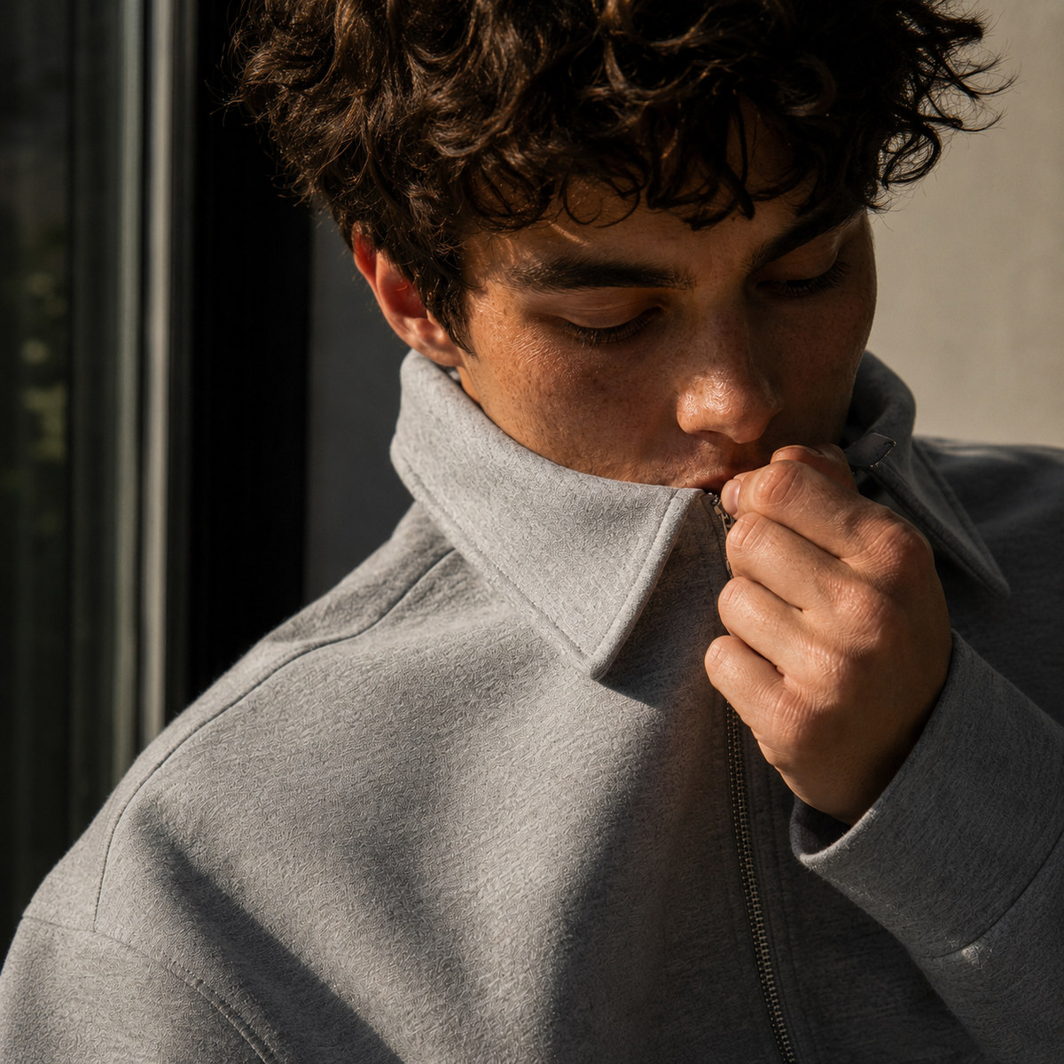 Seoul Zip Sweatshirt Jacket – Oversized Korean Fit Grey Cardigan