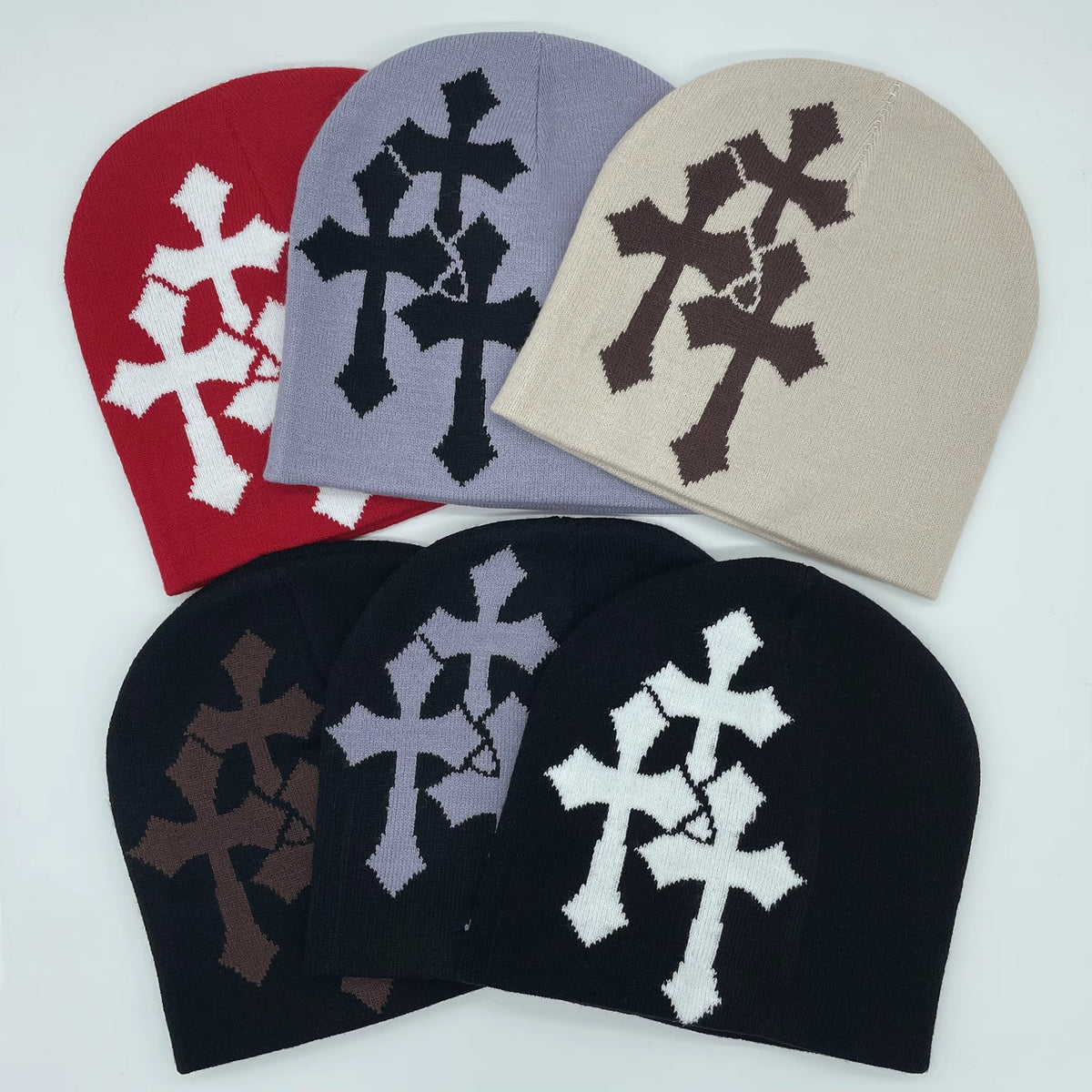 Crucifix Jacquard Knitted Hat