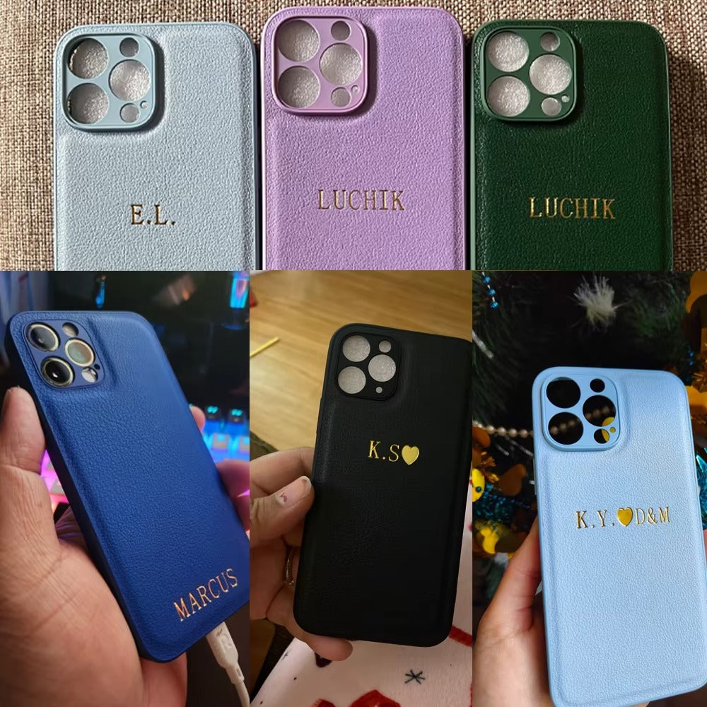 Luxury Personalised Leather iPhone Case