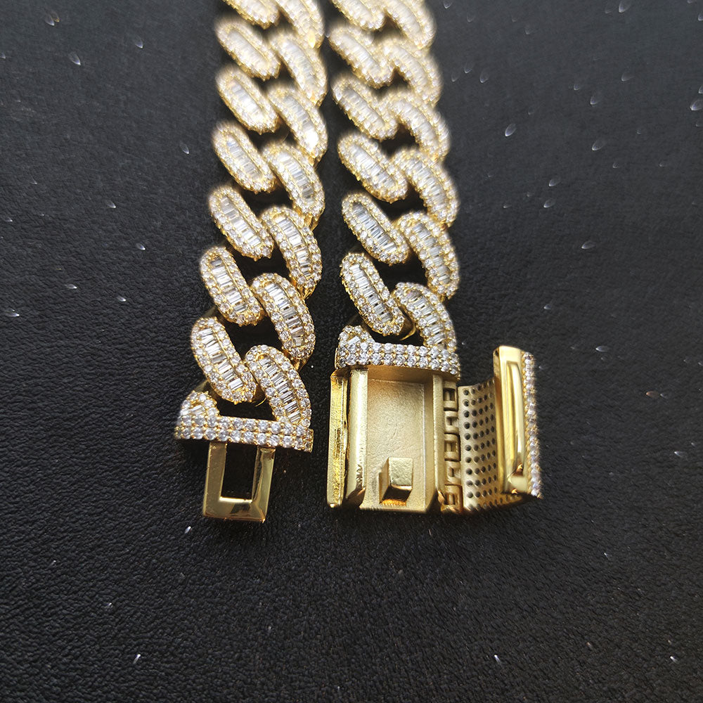 Baguette Cuban Link Chain Iced Out