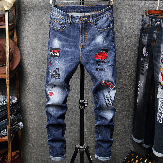 Cargo Denim Jeans with embroidery patches
