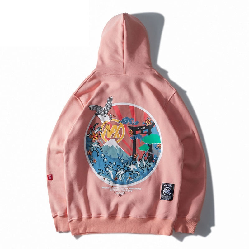 Japanise Embroidered Cranes Hoodie - RIGHTOUTFIT