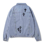 Cross Appliqué Embroidery Denim Jacket