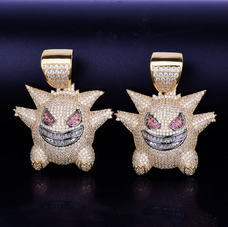 Iced Funny Demon Emoji Pendant with Chain - RIGHTOUTFIT