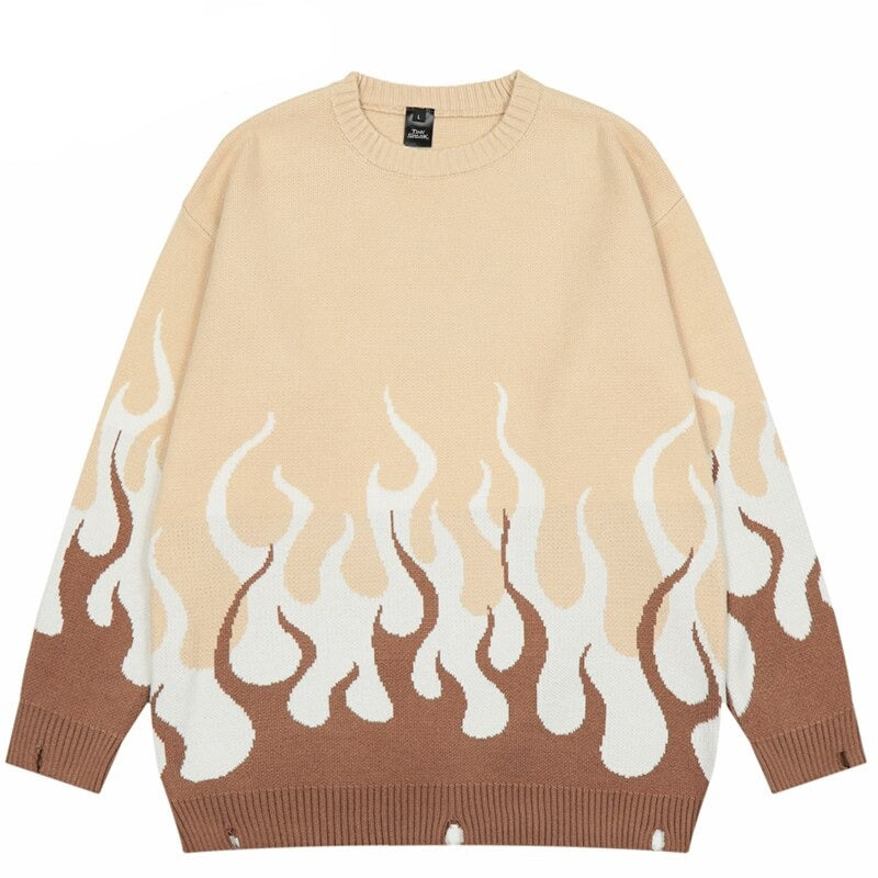Fire Flame Graphic Retro Sweater
