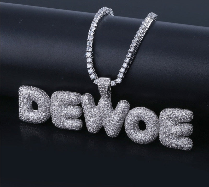 Custom Name Bubble Letters Pendantwith chain - RIGHTOUTFIT