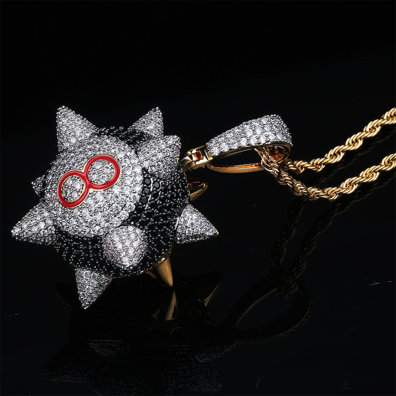 Iced out Trippieredd Inspired Spike 8-ball Pendant - RIGHTOUTFIT