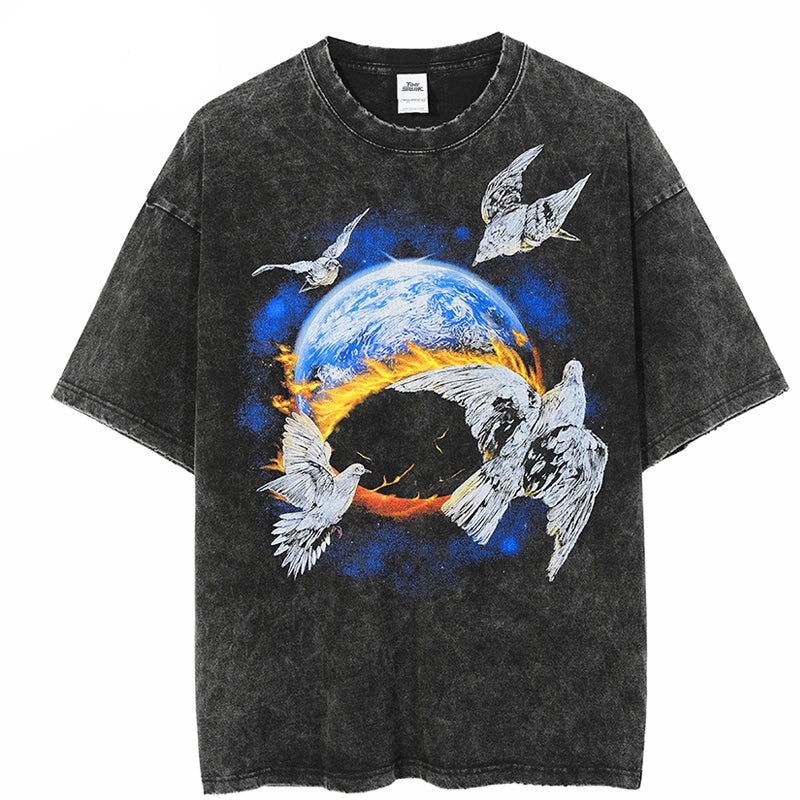 Earth Pigeon Graphic T Shirt