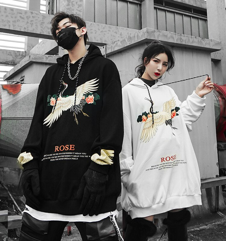 Oversized pullover Crane kanji hoodie
