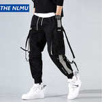 2020 New Fashion Men Joggers Cargo Pant Streetwear Casual Sweatpants Patchwork Pants Hip Hop Ribbon Pocket Male White HT136