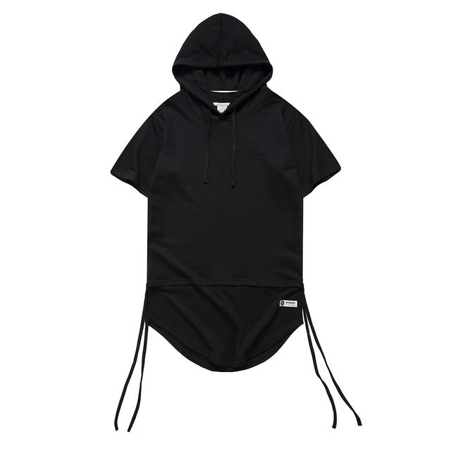 Curved side stripped T-shirt Hoodie - RIGHTOUTFIT