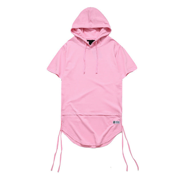 Curved side stripped T-shirt Hoodie - RIGHTOUTFIT