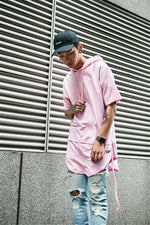 Curved side stripped T-shirt Hoodie - RIGHTOUTFIT