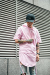 Curved side stripped T-shirt Hoodie - RIGHTOUTFIT