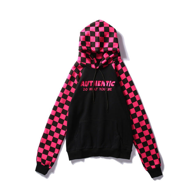 Squared Patchwork Off-shoulder hoodie - RIGHTOUTFIT