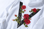 V Rose Embroidery hoodie - RIGHTOUTFIT