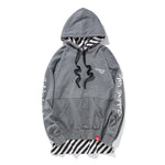 Two Piece Side Zipper Stripe Patchwork hoodie - RIGHTOUTFIT