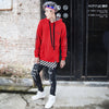 Two Piece Side Zipper Stripe Patchwork hoodie - RIGHTOUTFIT