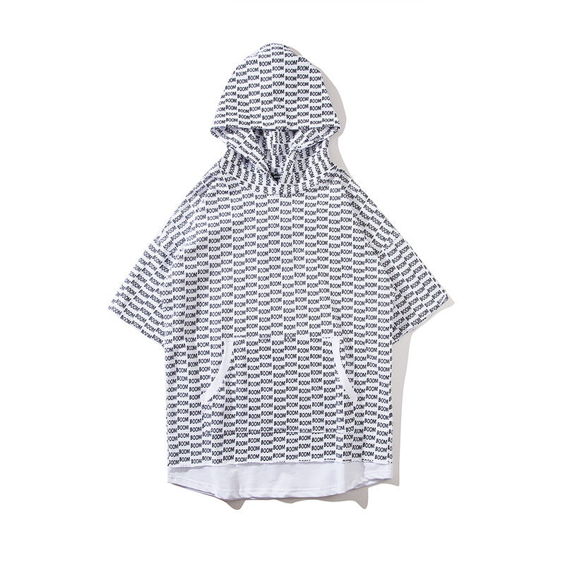 Hooded Short sleeve letter printed top - RIGHTOUTFIT