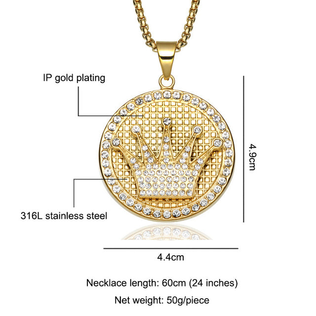 Iced out Zirconia Crown Necklaces - RIGHTOUTFIT