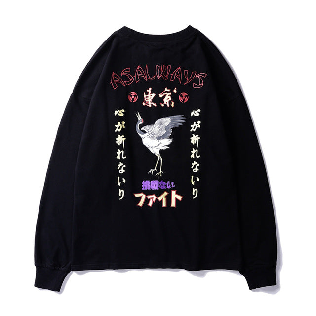 Japanese Style bird sweatshirt - RIGHTOUTFIT