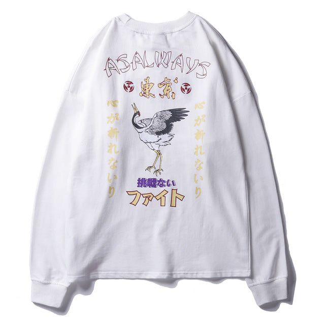 Japanese Style bird sweatshirt - RIGHTOUTFIT