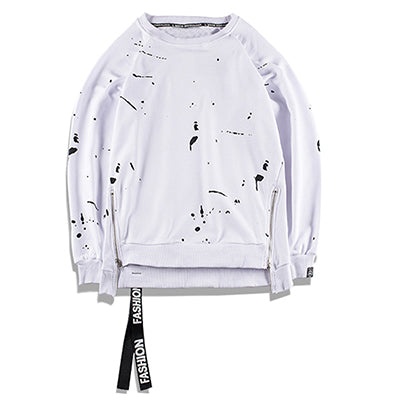 Side Zipper Ribbon Inked Graffiti Sweatshirts - RIGHTOUTFIT
