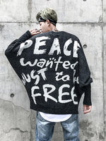 Peace Print Oversize Sweatshirt - RIGHTOUTFIT