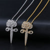 Iced Out Sword Flower Pendant With Chain - RIGHTOUTFIT