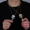 Iced Out Sword Flower Pendant With Chain - RIGHTOUTFIT