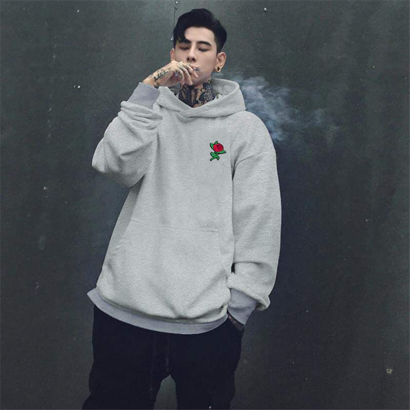 Rose Embroidery Oversize Hoodie